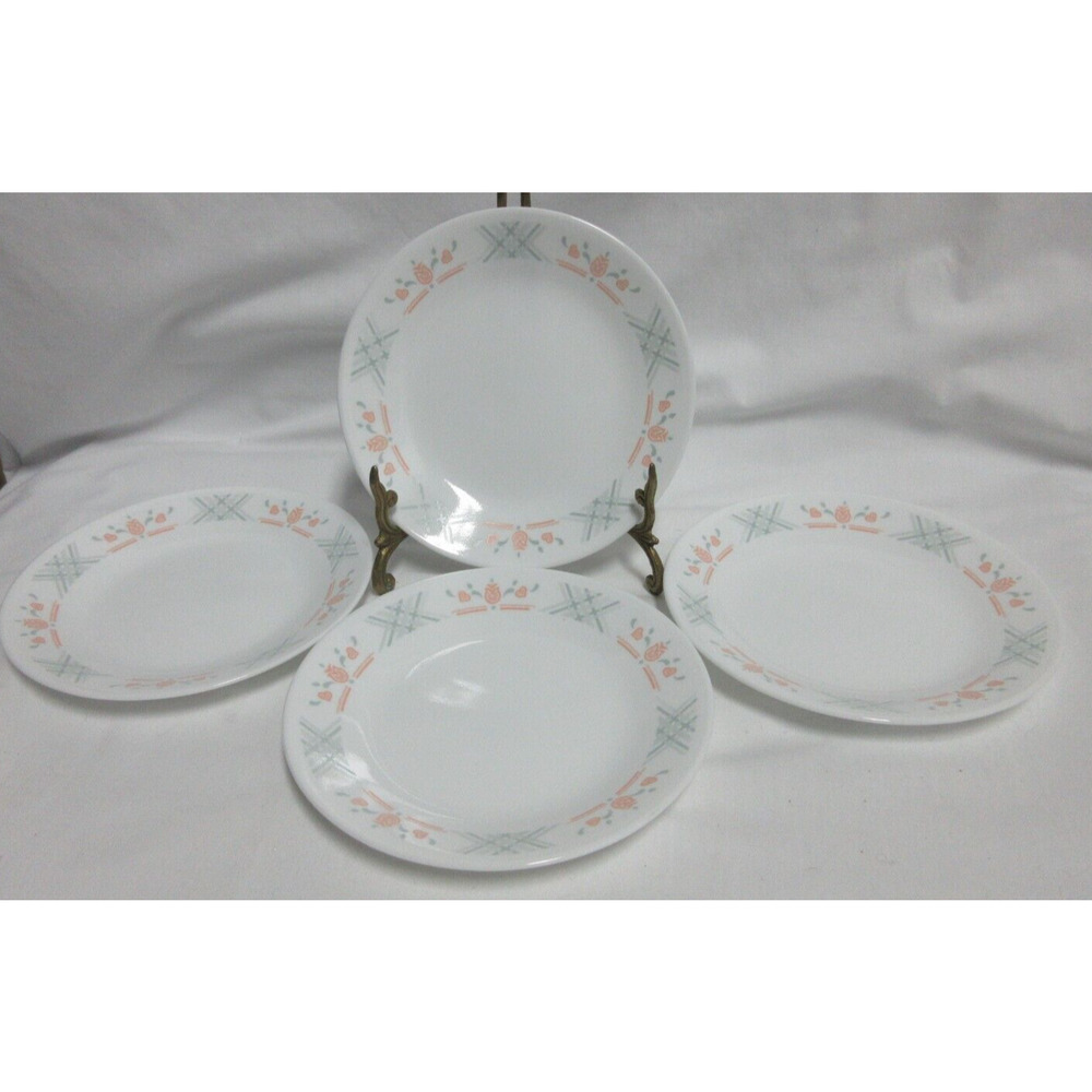 VTG Corelle by Corning Dutch Lattice Bread Dessert Plates 6 7/8" Lot of 4